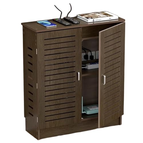 GUANGBY ルーターボックス 無線ルーター収納ボックス 壁掛けルーター収納キャビネットワイヤー装飾ボ ックスパンチフリーソケットジャンク,多機能Wi-Fi収納 ケーブル挿入および配置ボックスリビングルームに最適(茶色,50x70x30cm)