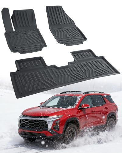 Car Floor Mats for Chevy Equinox: 2025 2026 (Only Gas) & for GMC Terrain All Weather Rubber Tech Accessories Floor Liners Custom Fit for Chevrolet Equinox Terrain 5 Seat SUV Front Rear Carpet Black