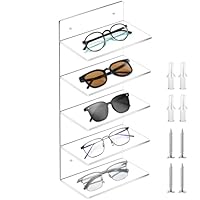 Sonnenbrillen Organizer Brillenhalter, Wandregal mit 6 Ebenen aus Acryl, Brillenaufbewahrung Mehrere Brillen, Aufbewahrung für Brillen, Schlüssel, Uhren im Wohnzimmer, Schlafzimmer, Transparent