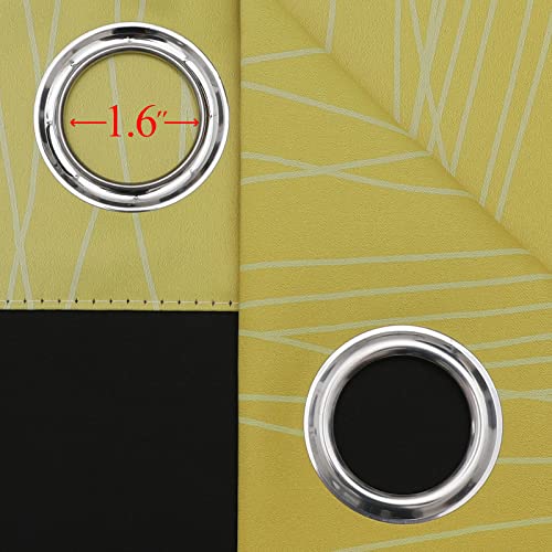 Estelar Textiler Yellow and Greyish White Ombre Blackout Curtains for Bedroom, Gradient Thermal Insulated Blackout Drapes, Full Room Darkening Grommet Curtains for Kids Room, 52Wx63L, 2 Panels