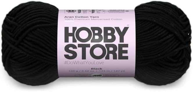Image of Cotton - Aran Yarn - 100% Mercerised Cotton Aran Yarn for Crochet & Knitting Durable Home Decor (1 ball /100 g) - 404 Black | Magic Needles