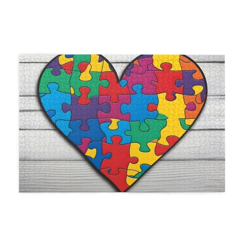 Jigsaw Puzzles1000 pezzi BROLEO Autism Awareness Puzzle Stampa Cuore Educativo Intellettuale Puzzle in legno, Divertenti Puzzle, Stress Alleviare Puzzle