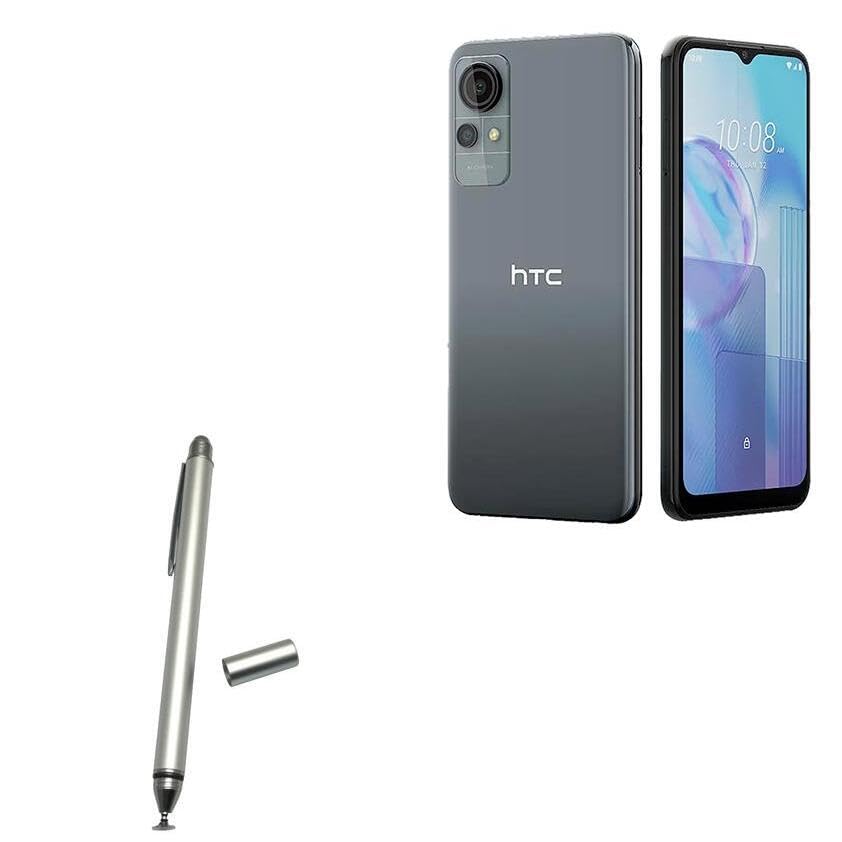 BoxWave Stylus Pen Compatible with HTC Wildfire E Star - DualTip Capacitive Stylus, Fiber Tip Disc Tip Capacitive Stylus Pen - Metallic Silver