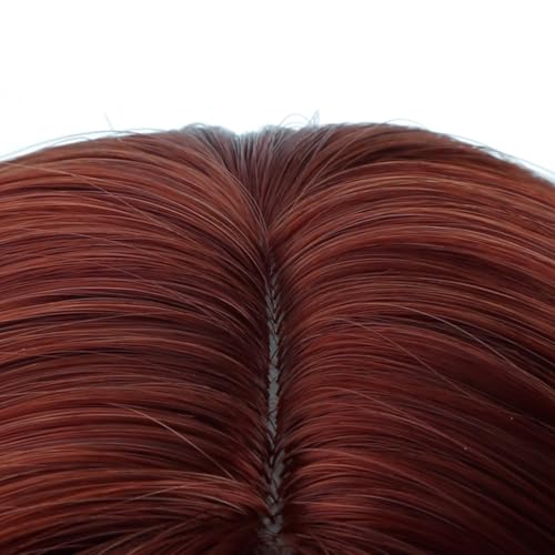 Image of PATTNIUM Flame Short Curly Wig with Bangs Girls Fire Colored Wigs Orange Wavy Shoulder Length Wavy Heat Resistant Synthetic Wig