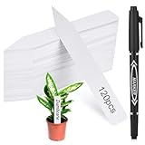 Plant Labels 120PCS, Darfukei Outdoor Waterproof Garden Markers, Plastic Nursery Seed Plant Tags with Bonus a Permanent Marking Pen, Gardening Gifts for Women Men