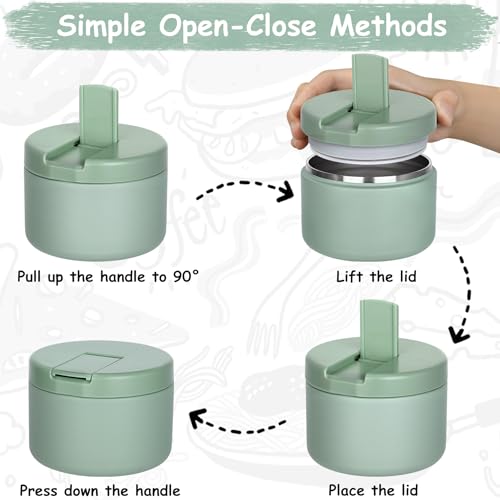 Image of Pawtong 12oz Insulated Vacuum Food Jar with Buckle Lid Wide Mouth Soup Thermo for Hot Food Kids Leakproof Stainless Steel Lunch Container
