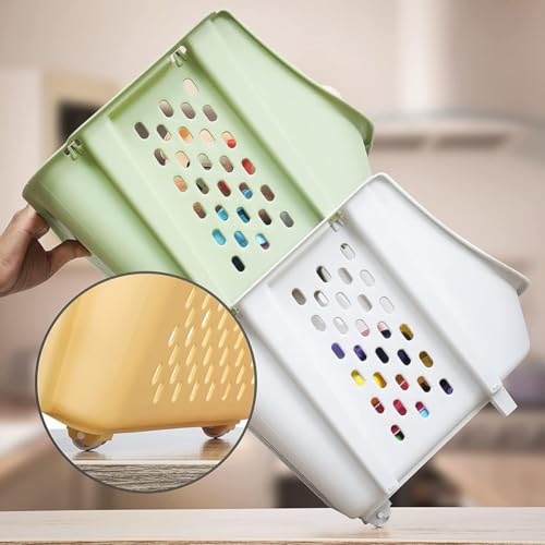Image of Arto Multifunctional Stackable Plastic Organizer Basket - Multi-layer Standing Shelf for Fruits, Vegetables & Clothes Storage (POF-4)