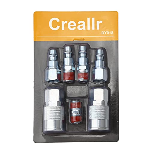 Creallr Air Coupler And Plug Kit, 1/4 Inch Npt Air Fittings Industrial Type, Quick Connect Air Fittings, Air Compressor Accessories Kit (7-Piece) #TOP6