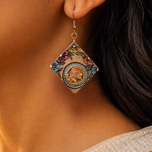 Image of Handcrafted Tribal Wooden Earrings Collection for Women - Butterfly, Princess & Modern Geometric Statement Designs