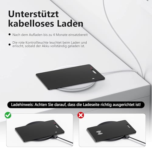 Geldbörsen-Tracker-Karte für Android, Wiederaufladbarer Geldbörsenfinder, Kompatibel mit Google Mein Gerät Finden APP (Nur Android), Bluetooth Tracking Card für Schlüssel, Gepäck, Koffer & Taschen