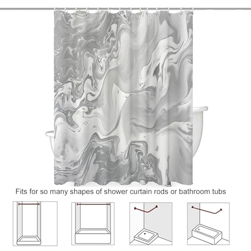 Rideau de douche en polyester argenté 180 x 200 cm art abstrait - 8