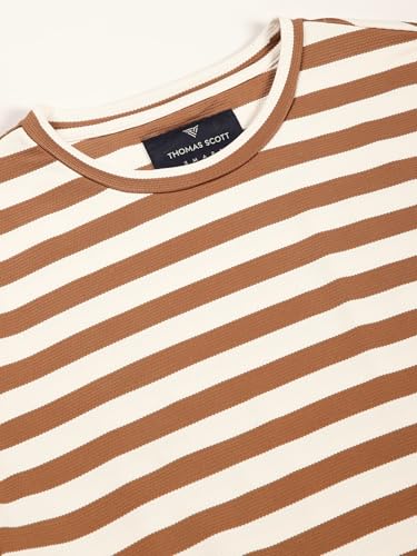 Image of Thomas Scott Men's | Striped | Half Sleeve | Regular Fit | Poly Elastane | Round Neck | Casual Tshirt