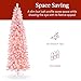 Best Choice Products Flocked Pink Pencil Christmas Tree, Pre-Lit Slim Artificial Holiday Decoration, 6ft Lighted Skinny w/Base, Warm White Lights