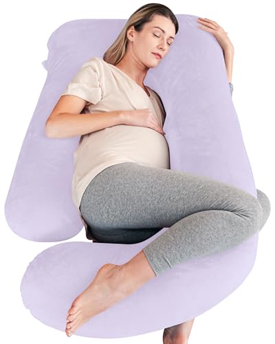 Image of Cute Castle Pregnancy Pillows, Soft U-Shape Maternity Pillow with Removable Cover - Full Body Pillows for Adults Sleeping - Pregnancy Must Haves - Jumbo 57 Inch - Purple