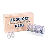 Altersgrenze: ab 18 Jahren! Herz & Heim® Absolut Vodka Geschenk-Set - Kreise der Genießer - mit 5 Miniaturen Vodka und gravierten Gläsern