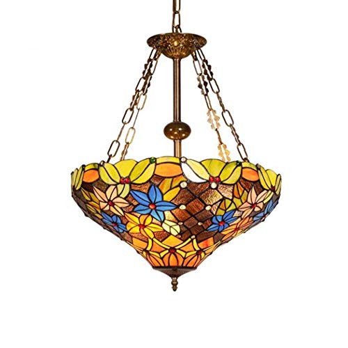 Lustre en vitrail de style baroque avec hauteur réglable luminaire chic salon diam 50cm