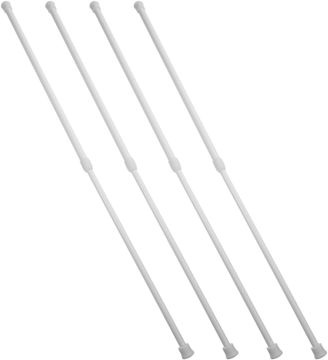 Amosfun 4pcs Adjustable Tension Curtain Rods for Curtains and Door White Minimalist Spring Iron Rods with Abs Material Reliable Support and Versatile Use for Home Decor