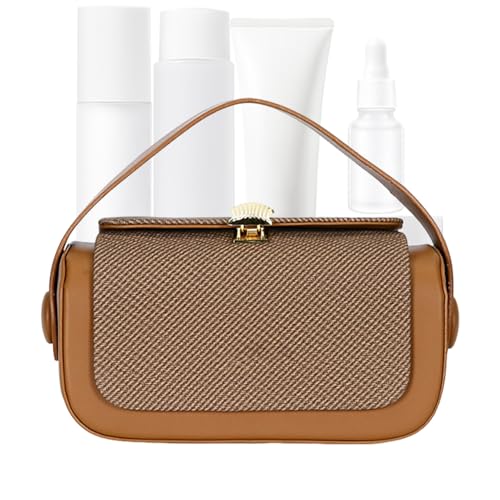 - Bolso de con solapa de tela y límite | Elegante balance de cremallera para mujeres, tienda de damas, viajes de fin de semana, boda, marrón, Ver descripción