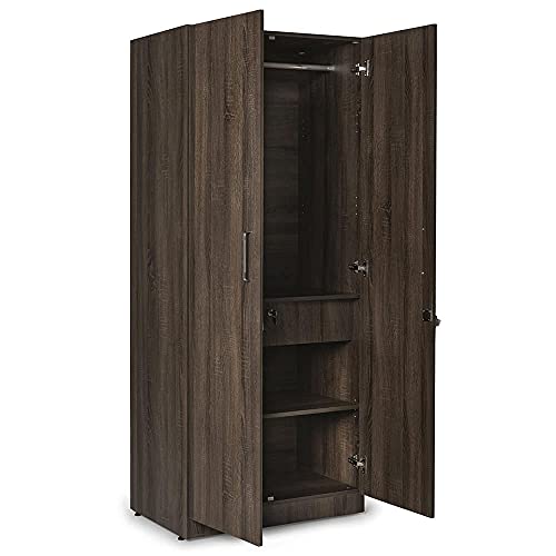 Image of Wakefit Wardrobe | 1 Year Warranty | Engineered Wood Almirah, Cupboard for Clothes Storage | 2 Door, Mirror, Drawer, 1 Hanging Space | Gingham - Napa Oak