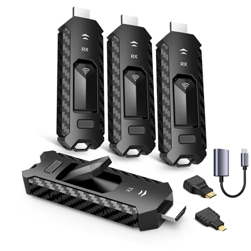 Wireless HDMI PRO- Transmitter and Three Receiver, Portable Multi-TVs Extender