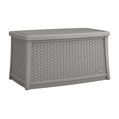 Suncast Elements Coffee Table with Storage, Weather-Resistant, Hinged Lid, Spacious 30 Gal. Hidden Storage, Ideal for Patios and Outdoor Spaces, Dove Gray