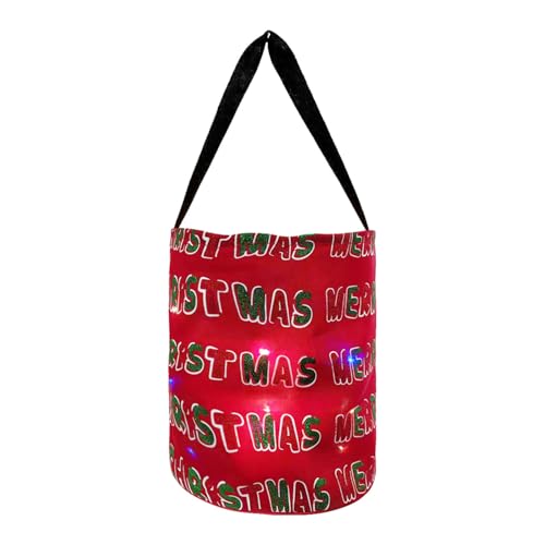 di Halloween luminoso, secchio di Halloween luminoso, Sacchetti di Natale a LED in poliestere, Borse per feste di Natale riutilizzabili, forniture di Natale in poliestere, sacchetti per