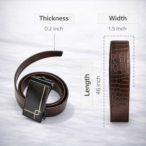 Image of Men's Auto Lock Belt with elegant design | Premium Vegan Leather | Adjustable Ratchet Belt | No Hole Design | Perfect Fit Waist 28-42 Inches for Office