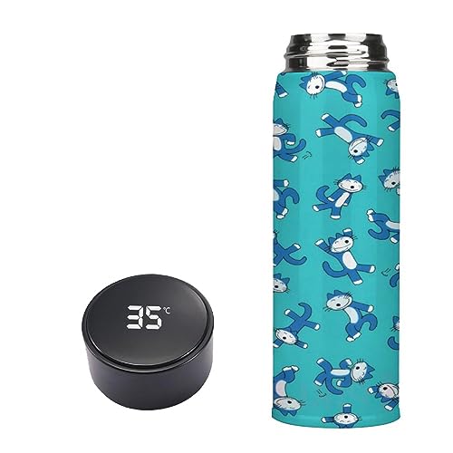 11ぴきのねこ 水筒 保温 直飲み 軽量 温度表示 誕生日 魔法瓶 ウォーターボトル 大容量 水カップ コップ 保温する 500ML