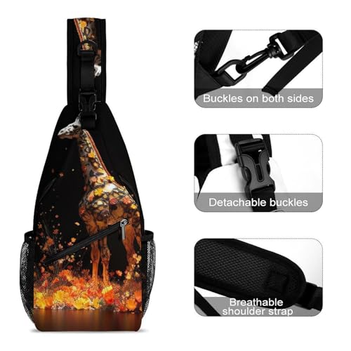 Colorful Giraffe Sling Bag Sport Backpack Hiking Daypack miniatura 3
