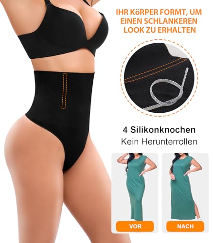 SIMIYA Bauchweg Unterhose Damen Miederhose,Hohe Taille Nahtlos Shapewear Stark Formend Bauch Weg Bauchkontrolle Unterwaesche Body Shaper Miederslips Tanga Unterwäsche (Schwarz,L)