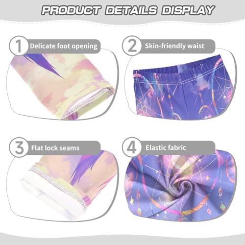 Fantasy Dream Catcher Colorful Feather Girls Casual Leggings for Kids Printed Long Pant Bottoms Stretch and Soft3