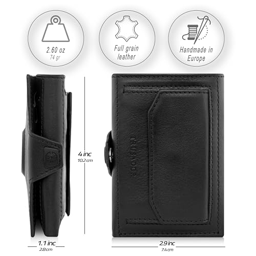 TRUSADOR Unisex Toscana AirTag Holder Leather Wallets (AirTag & Coin Holder, Black)2