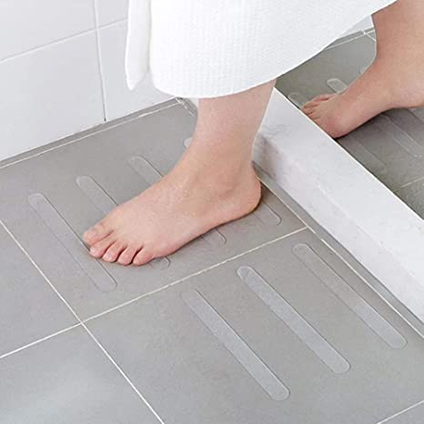 Jay Gopal Fashion Shower Floor Appliques Anti-Slip Bathtub Strips Safety Bath Treads Strong Adhesive Non Slip Bathtub Stickers (6 Pieces) (White)