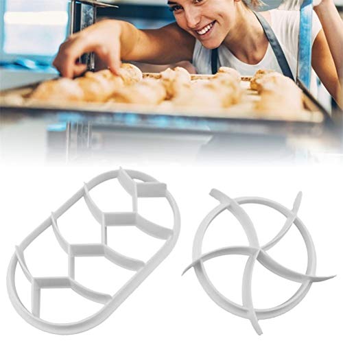 Fdit 2PCS Plastic Pastry Cutter Baking Bread Rolls Mold Dough Press Mold Set Bread Press Stamp Tool Baking Tool and Accessories (White) - Image 3