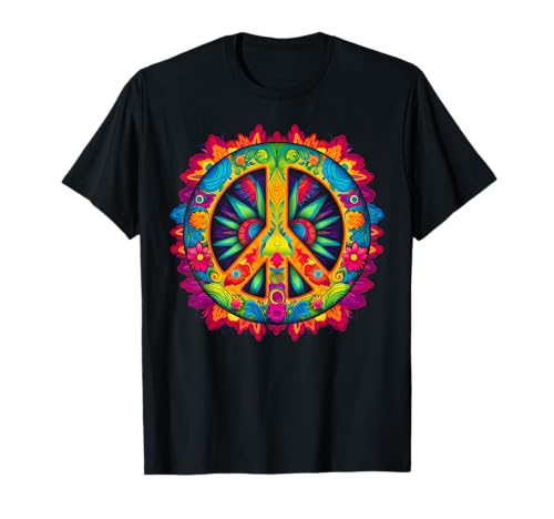 Peace Love Hippie Kostüm Tie Dye 60er 70er Jahre T-Shirt