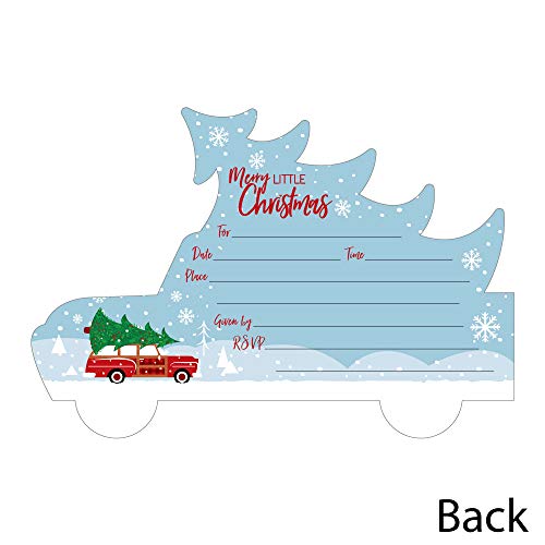 Big Dot Of Happiness Merry Little Christmas Tree - Shaped Fill-In Invitations - Red Truck Christmas Party Invitation Cards With Envelopes - Set Of 12 #TOP2