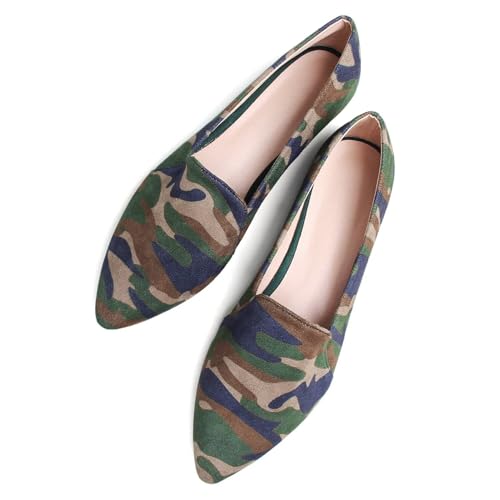 Hee grand Classic Solid Pointed Toe Ballet Flats for Women Lightweight Slip-On Loafers Comfort Walking Flats Suede Dressy Shoes