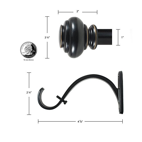 Decopolitan 1-Inch Urn Single Window Treatment Rod Set, 36 to 72-Inch, Warm Bronze