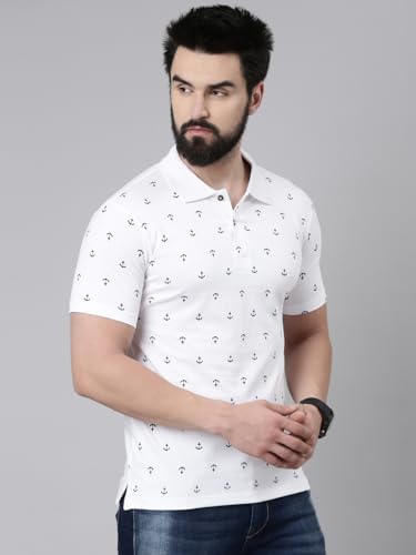 Image of KRYPTIC Men's Ultra-Soft Cotton Rich Casual Printed Half Sleeve Regular Fit Classic Polo T-Shirt - Soft, Cool & Stylish Everyday Wear