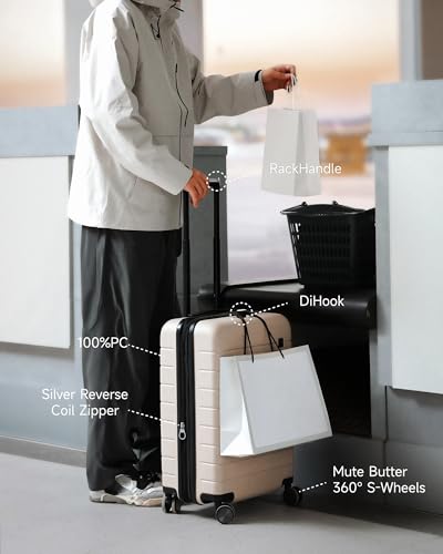 LUGGEX Carry On Luggage with Spinner Wheels - 20 inch Expandable Hard Shell Suitcases - Accelerate Access with DiHook, Handy Pouch, Blue3