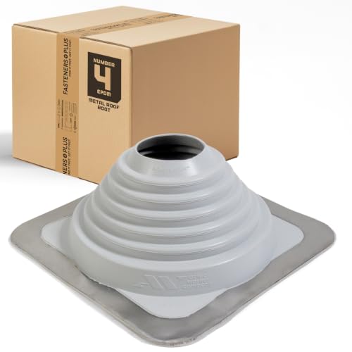 Fasteners Plus #4 Square EPDM Metal Roof Pipe Flashing Boot