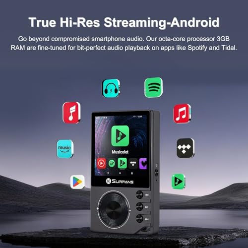 Image of Surfans F20 Pro Hi-Res Music Player, Dual ESS9018 DAC,DSD512, Spotify & Tidal Support, WiFi & Bluetooth LDAC, 4.4mm Balanced(500mW), Expandable 1TB, Touchscreen Portable MP3 DAP (Gray)