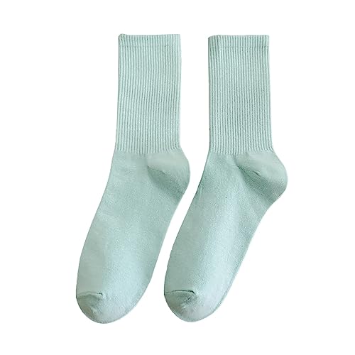 Women's Girls Solid Color Crew Soft Cotton Socks Thin Casual Calf Multi Colored Running Cute Warm Ankle Socks