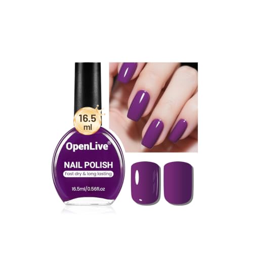 OpenLive 16.5ml Purple Nail Polish Large Volume Quick Drying Nail Polish Fast Drying and Long Lasting Color Nail Art DIY Home Manicure Gift for Women