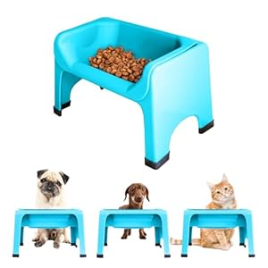 Fluff Trough Tazón elevado para comida para perros | Estación de alimentación para gatos y perros de 5 pulgadas de alto | Inserto de cuenco de silicona no tóxica aprobado por veterinarios | Cuenco
