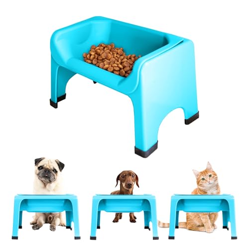 Fluff Trough Elevated Dog Bowl for Food | 5inch Tall Cat & Dog Feeding Station | Vet Approved Non-Toxic Silicone Feeder Bowl Insert | Raised Bowl for Medium and Small Dog/Pet with Flat Face