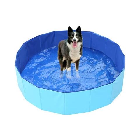 ZealWe Dog Pool, Dog Paddling Pool for Dogs 120x30cm, Dog Pet Paddling Swimming Pool Bath Tub for Kids, Portable PVC Doggy Pool for Large and Medium Dogs Indoor Outdoor Cover