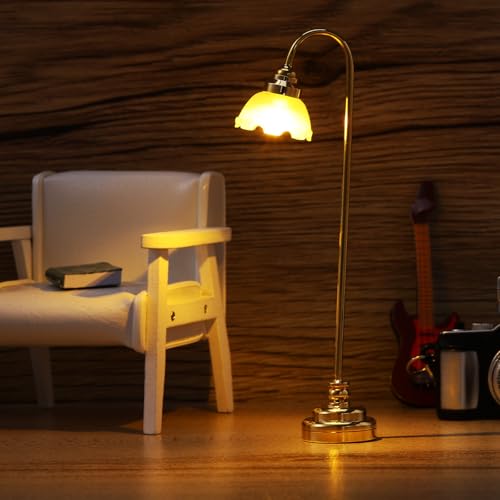 Lampe de table maison de poupée LED sans fil et dorée