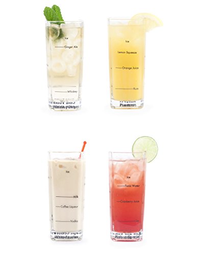 Kikkerland Tall Bartending Glass (Set of 4), Clear