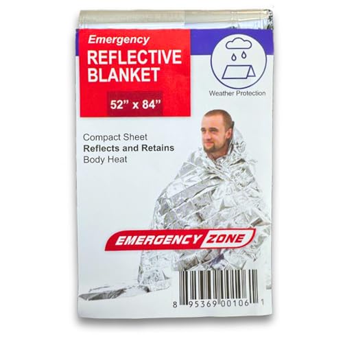 Image of [1 Pack] Thermal Reflective Emergency Blanket 52 inchx84 inch | Emergency Mylar Blankets | Survival Blanket for Survival Supplies | Camping, Hiking, or Emergencies